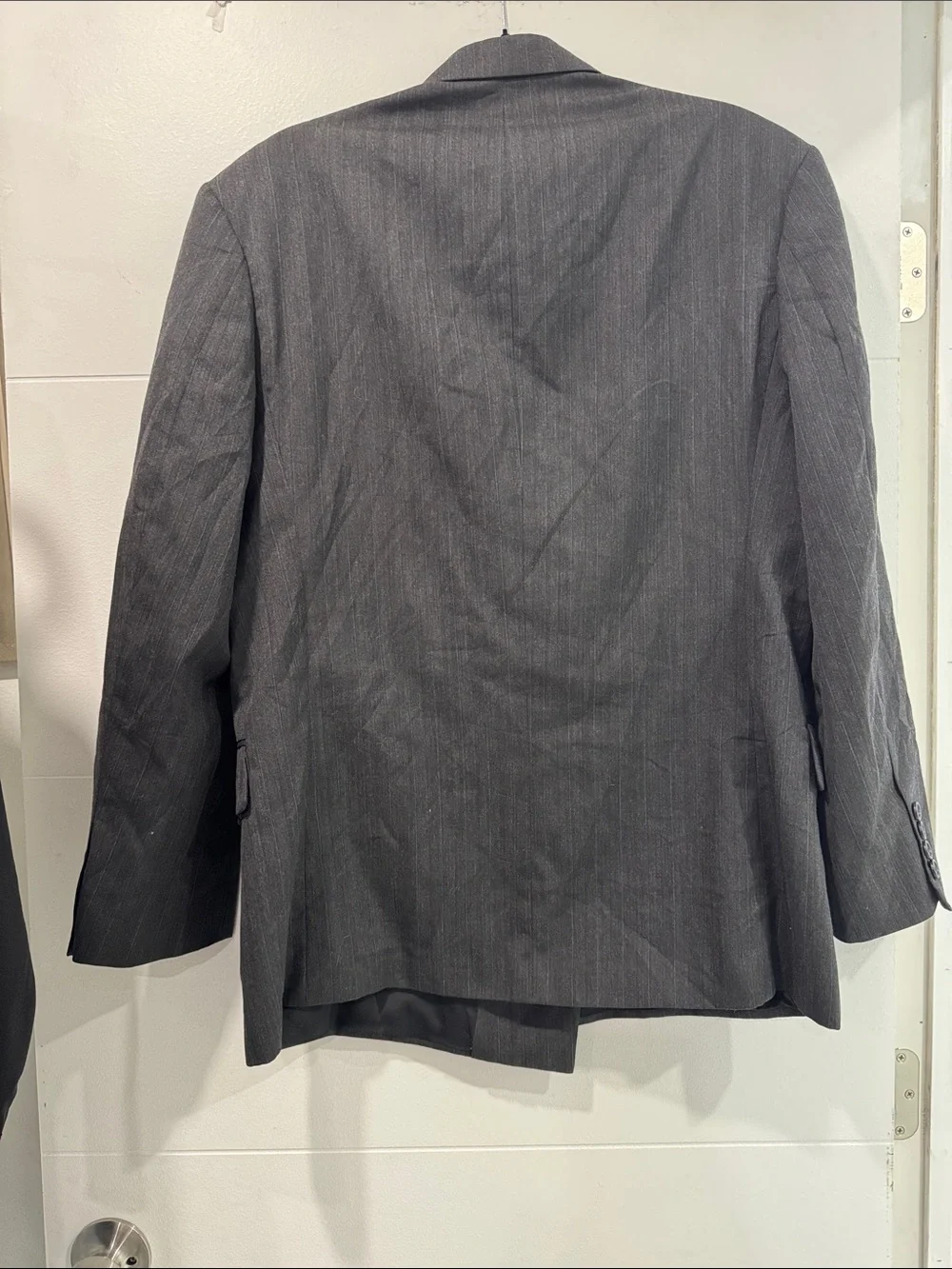 Cellini Collection Vintage Double-Breasted Gray Pinstripe Blazer